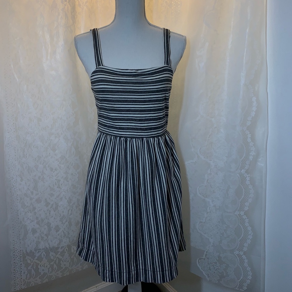 Ann Taylor Loft Sleeveless grey striped dress